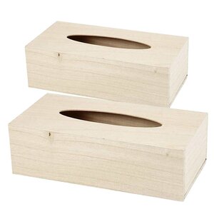 2 boîtes à mouchoirs en bois 27 x 14 x 8 cm