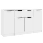 vidaXL Buffets 3 Pièces blanc brillant bois d'ingénierie