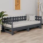 vidaXL Lit coulissant Gris 2x(80x200) cm Bois de pin massif