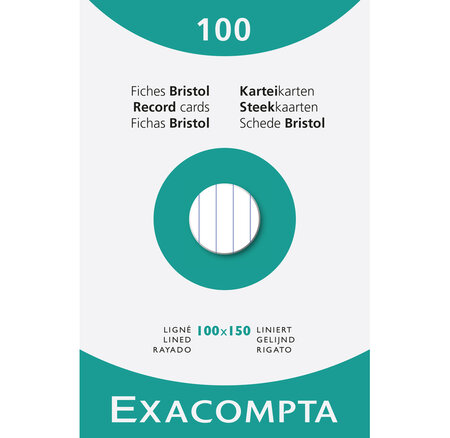Étui De 100 Fiches - Bristol Ligné Non Perforé 100x150mm - X 10 - Exacompta