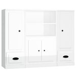 vidaXL Buffets 3 Pièces blanc brillant bois d'ingénierie