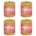 Bolsius Bougies pilier rustiques 4 Pièces 80x68 mm Jaune nid d'abeilles