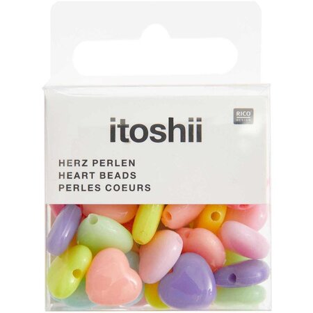 35 Perles coeur 12 mm - pastel