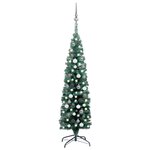 vidaXL Sapin de Noël artificiel mince pré-éclairé et boules vert 150cm