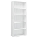 vidaXL Bibliothèque à 5 niveaux Blanc brillant 80x30x189 cm Aggloméré