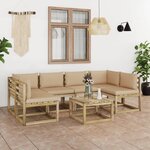 vidaXL Salon de jardin 7 Pièces avec coussins bois de pin imprégné