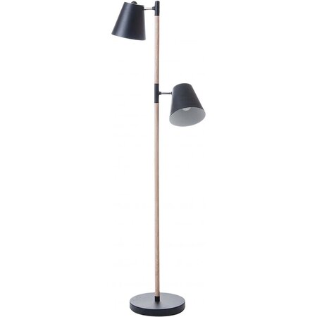 Lampadaire double en bois et métal rubi