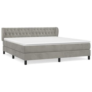 vidaXL Lit à sommier tapissier et matelas Gris clair 180x200cm Velours