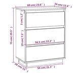 vidaXL Buffet Marron miel 60x34x75 cm Bois massif de pin