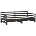 vidaXL Lit coulissant 2x(90x200) cm Noir Bois de pin massif