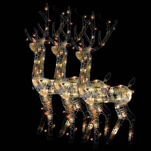 vidaXL Décorations de Noël de renne Acrylique 3 Pièces 120 cm Multicolore
