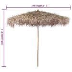vidaXL Parasol en bambou avec toit en feuille de bananier 270 cm
