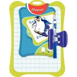 Maped Ardoise Blanche Effaçable + 1 Porte-Accessoires + 1 Brosse + 1 Feutre Ardoise couleur aleatoire