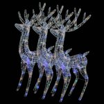 vidaXL Rennes de Noël XXL Acrylique 250 LED 3 Pièces 180 cm Multicolore
