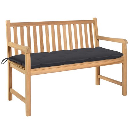 vidaXL Banc de jardin et coussin anthracite 120 cm Bois de teck massif