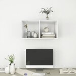 vidaXL Meuble TV mural Blanc brillant 37x37x72 cm Aggloméré