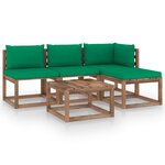 vidaXL Salon palette de jardin 5 Pièces et coussins Bois de pin imprégné