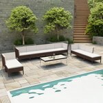 vidaXL Salon de jardin 10 Pièces avec coussins Résine tressée Marron