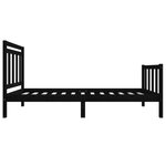 vidaXL Cadre de lit Noir Bois massif 75x190 cm Petit simple