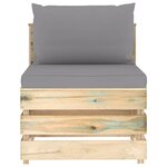vidaXL Salon de jardin 4 Pièces avec coussins Bois imprégné de vert