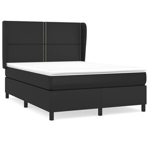 vidaXL Lit à sommier tapissier avec matelas Noir 140x190 cm Similicuir