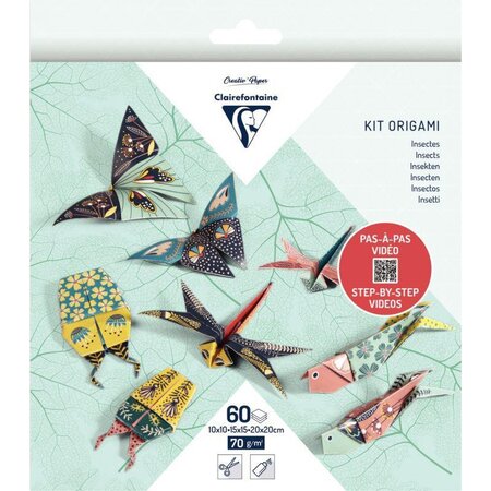 Pochette de 60 feuilles Origami 3 formats insectes