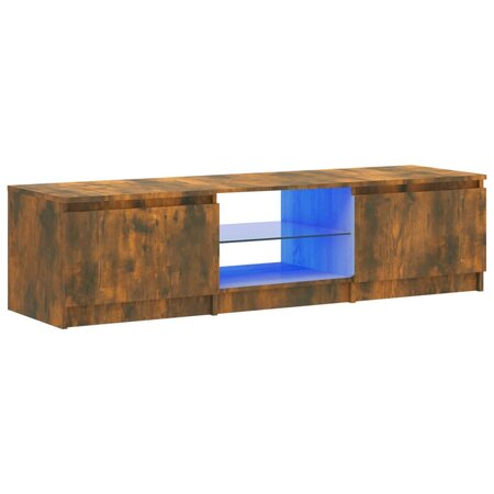 vidaXL Meuble TV avec lumières LED Chêne fumé 140x40x35 5 cm