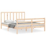vidaXL Cadre de lit avec tête de lit king size bois massif
