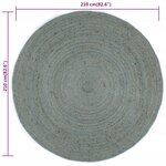 vidaXL Tapis fait à la main Jute Rond 210 cm Vert olive