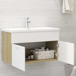 vidaXL Armoire d'évier et lavabo intégré Blanc/chêne sonoma Aggloméré