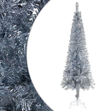vidaXL Sapin de Noël étroit Argenté 240 cm