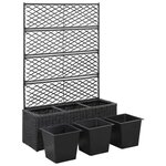 vidaXL Lit surélevé en treillis 3 pots 83x30x130cm Résine tressée Noir
