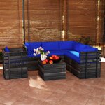 vidaXL Salon palette de jardin 7 Pièces avec coussins Bois de pin massif