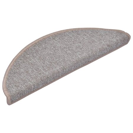 vidaXL Tapis d'escalier 15 Pièces Marron clair 65 x 24 x 4 cm