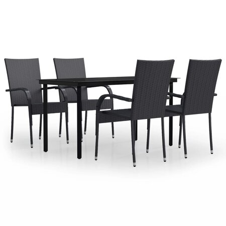 vidaXL Ensemble de salle à manger d'extérieur 5 Pièces Noir