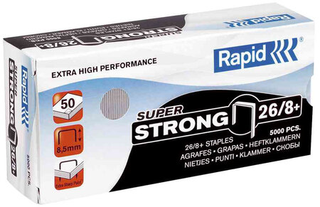 Boite de 5000 agrafes super strong 26/8+ galvanisées rapid