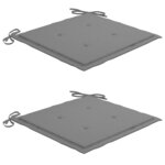 vidaXL Chaises de jardin avec coussins gris 2 Pièces Bois de teck massif