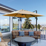 Parasol déporté carré inclinable pivotant 360° manivelle piètement acier dim. 2 95L x 2 95l x 2 66H m beige
