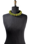 Collier ethnique Gros modèle Tissu tons kaki et orange