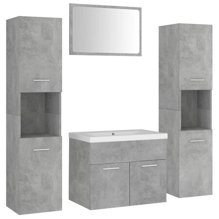 vidaXL Ensemble de meubles de salle de bain Gris béton Aggloméré