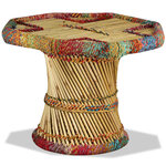 vidaXL Table basse Bambou avec Détails Chindi Multicolore