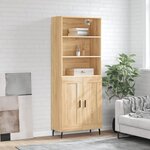 vidaXL Buffet haut Chêne sonoma 69 5x34x180 cm Bois d'ingénierie