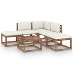 vidaXL Salon de jardin 6 Pièces avec coussins crème