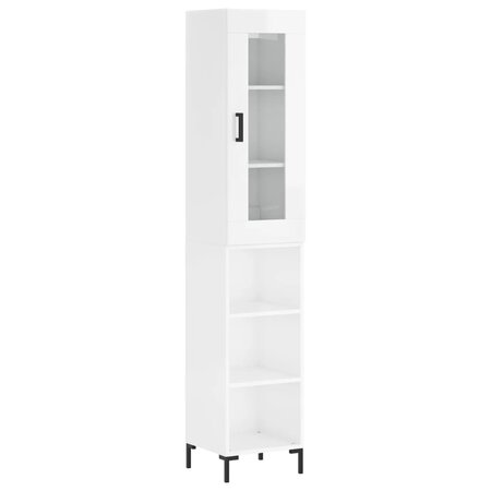 vidaXL Buffet haut Blanc brillant 34 5x34x180 cm Bois d'ingénierie