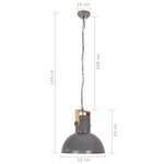 vidaXL Lampe suspendue industrielle 25 W Gris Rond Manguier 52 cm E27