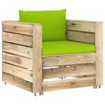 vidaXL Salon de jardin 8 Pièces avec coussins Bois imprégné de vert