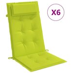 vidaXL Coussins de chaise à dossier haut lot de 6 vert vif