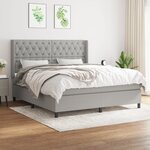 vidaXL Lit à sommier tapissier avec matelas Gris clair 160x200cm Tissu