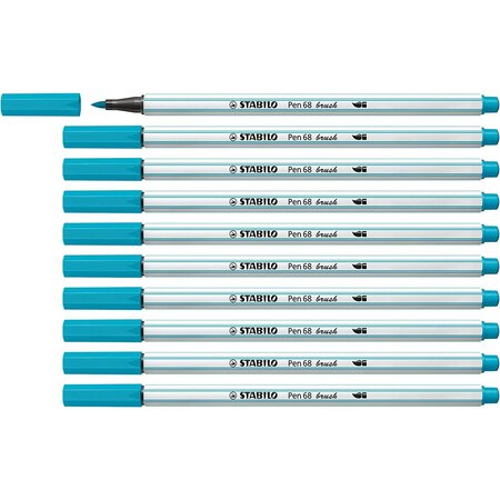 Feutre pinceau pen 68 brush  bleu clair x 10 stabilo