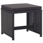 vidaXL Salon de jardin 15 Pièces avec coussins Résine tressée Noir